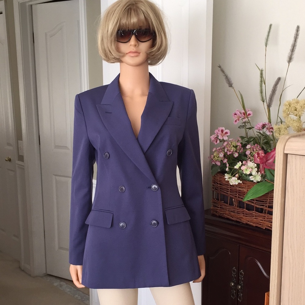 Vintage Talbots 100% Wool Double Breasted Blazer Made in Japan Size 4 - Picture 2 of 12